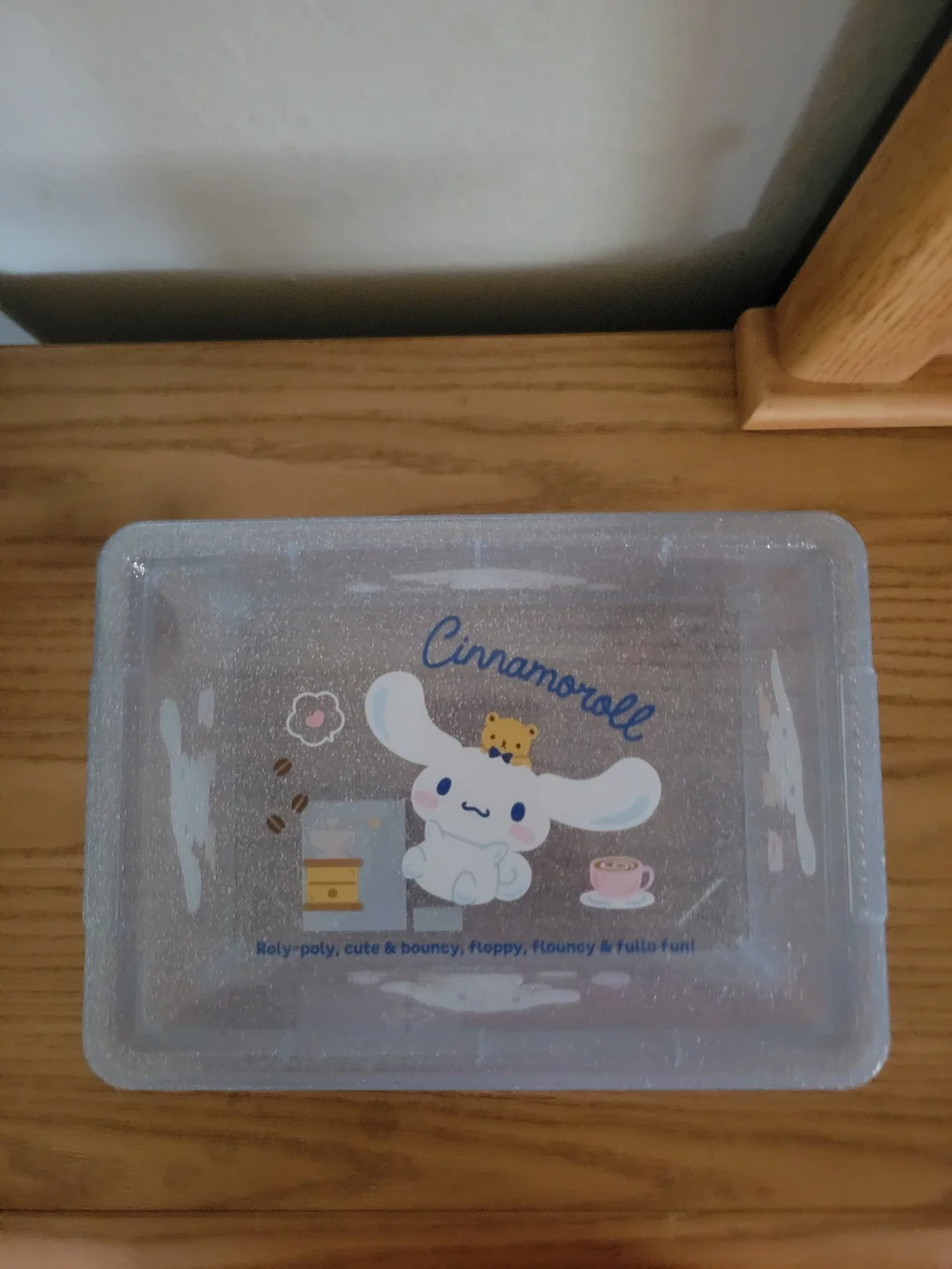Cinnamoroll Light Blue Glitter Storage Box with Snap Closure Lid